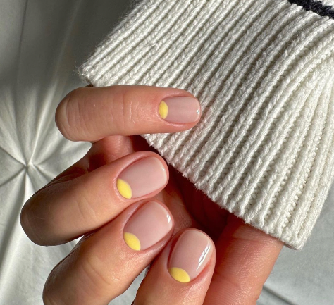 Yellow Half Moons Nails Art